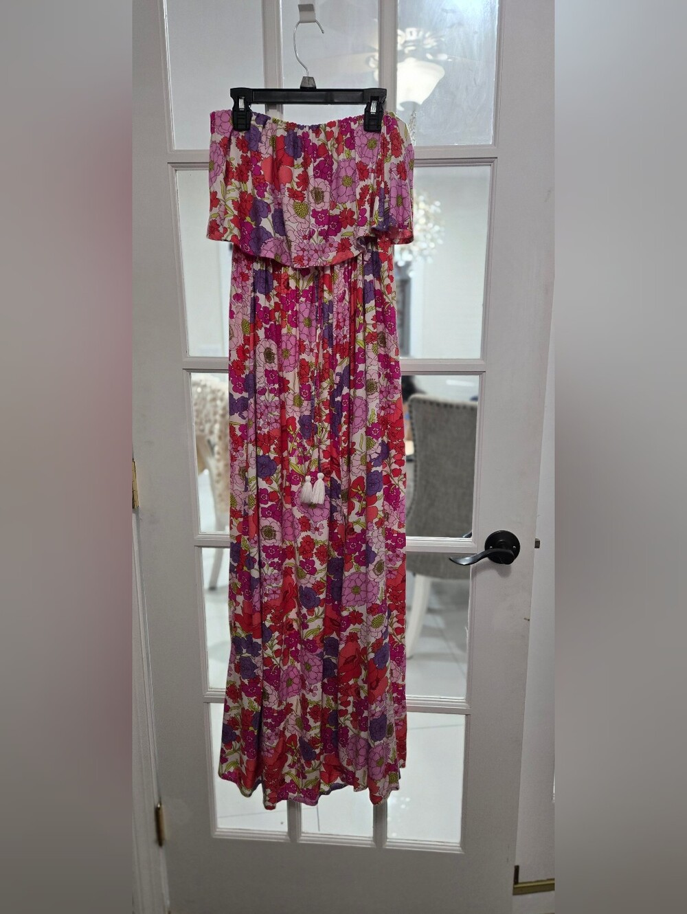 Japna Floral Strapless Maxi Skirt in Pink, Red & Purple